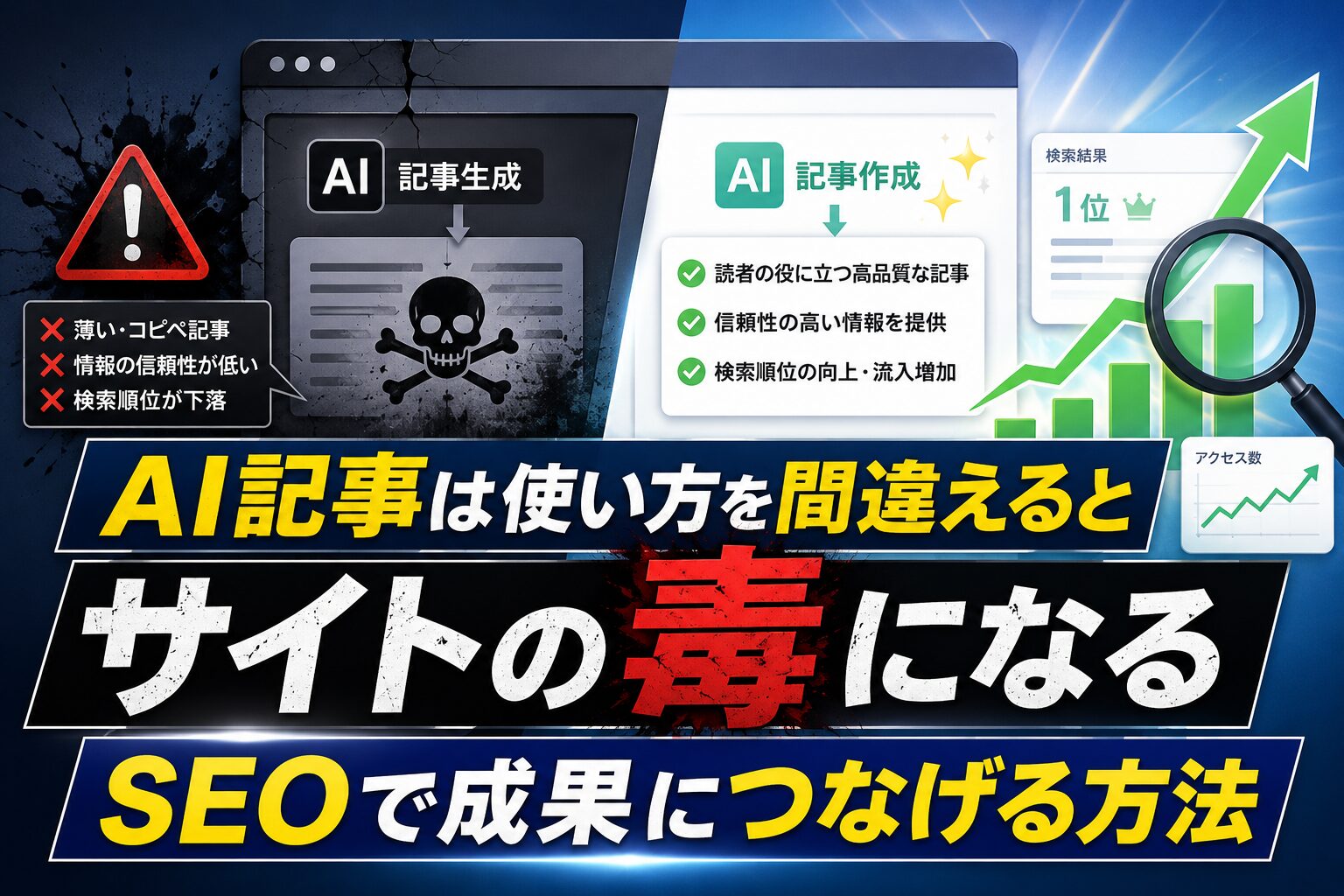 AI記事は使い方を間違えるとサイトの毒になる　SEOで成果につなげる方法